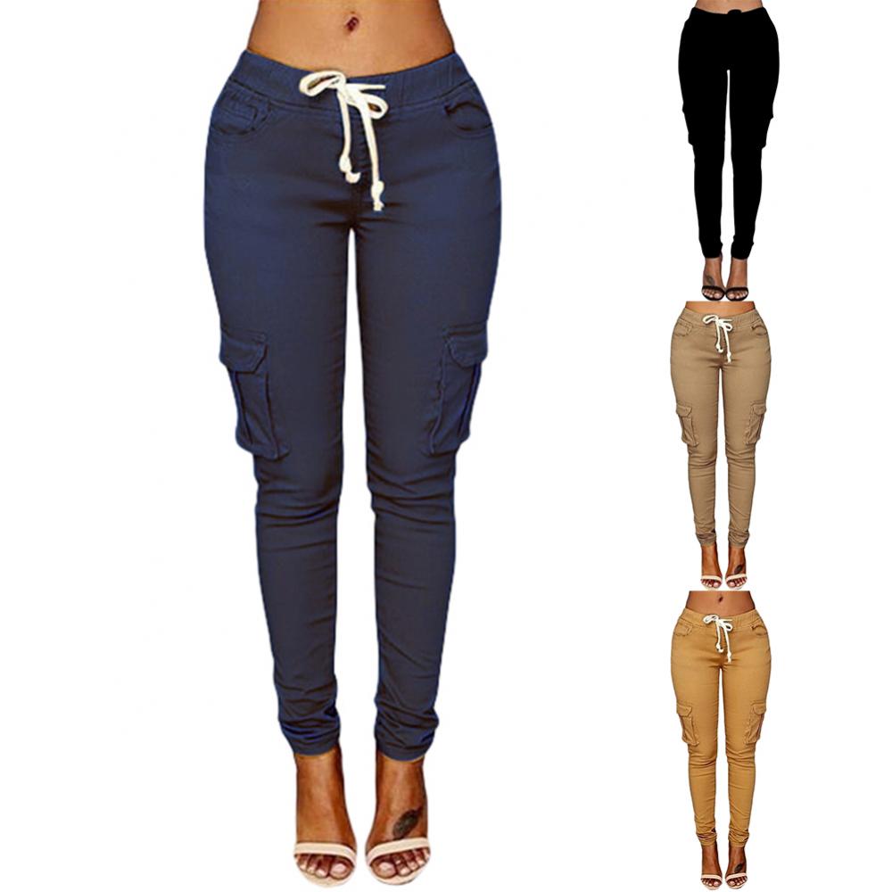 Mather 2025 Primavera Cordón Hasta la Cintura Pantalones Casuales para mujer Pantalones Lápiz Sólidos Pantalones Rectos con Múltiples Bolsillos S-4XL